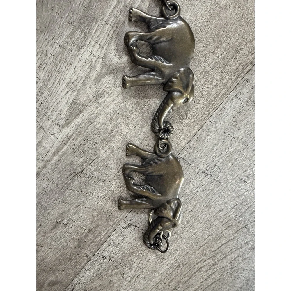 Vtg Metal Elephant Good Luck Belt Chain Links 38.5